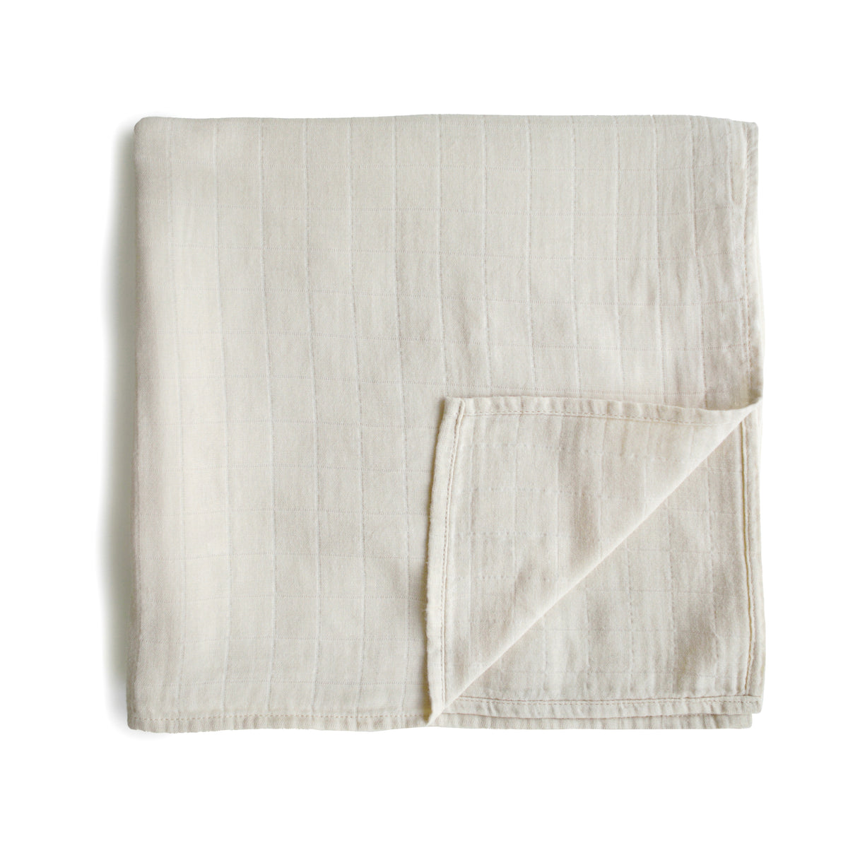 Mushie Organic Cotton Muslin Swaddle Blanket | Fog