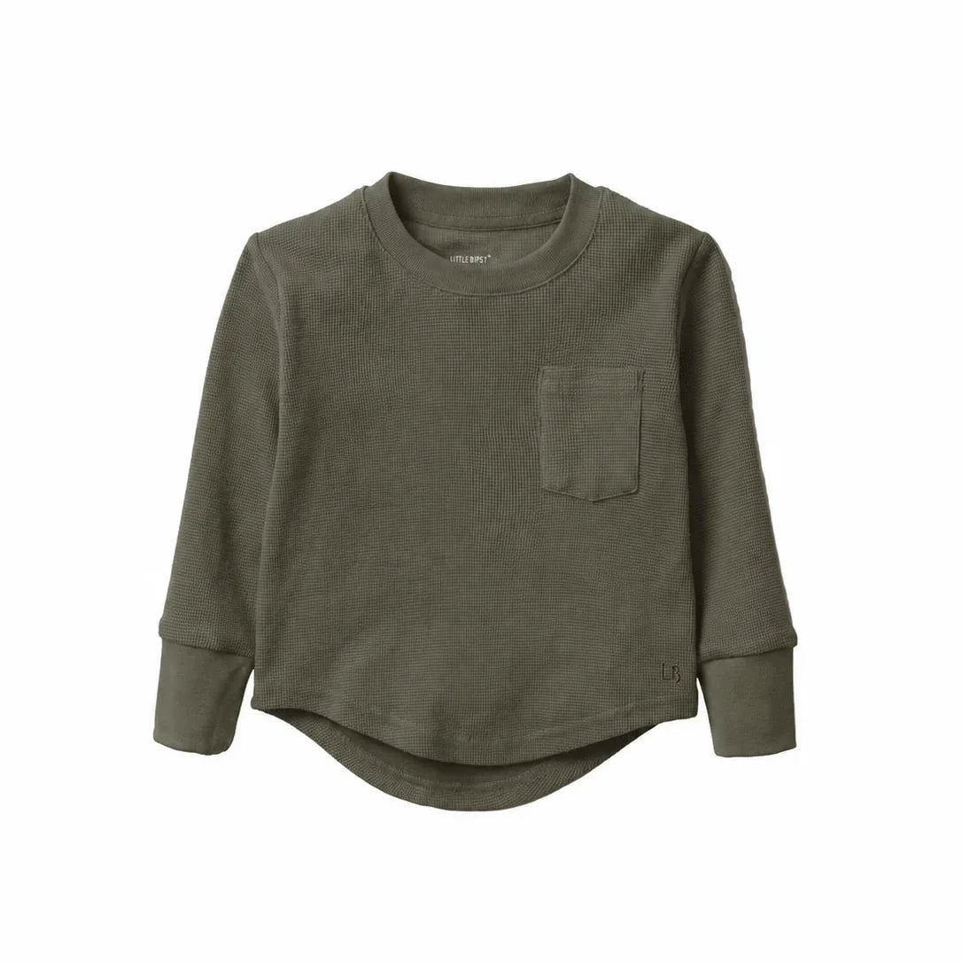 Waffle Long Sleeve Top | Green