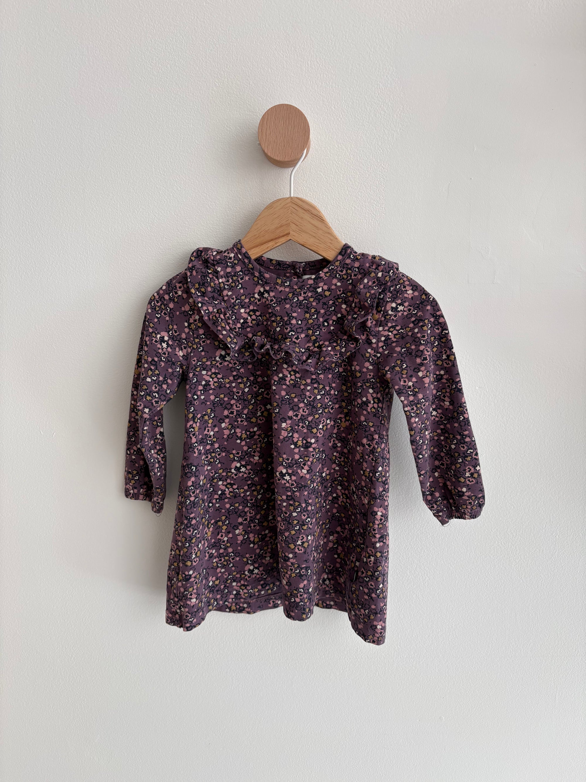 Minymo | Purple ruffled dress with flowers 12M