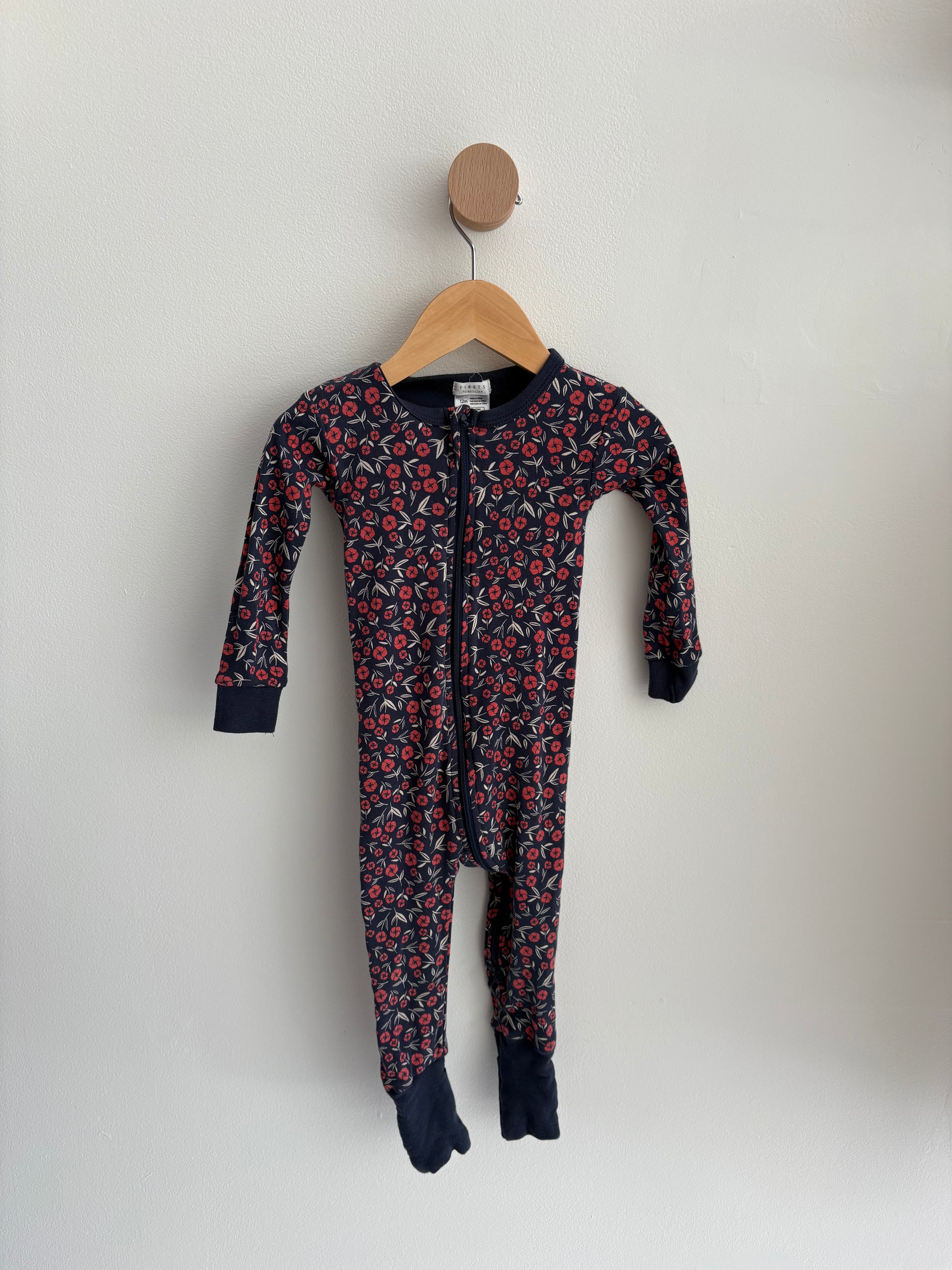 Firsts by Petit Lem | Navy Floral Sleeper 12M