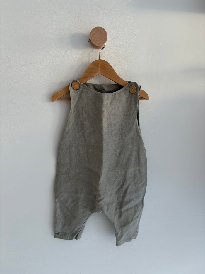 Linen Beige/Green Jumpsuit 6-12M