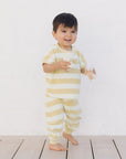 Terry Tee + Pant Set | Yellow Stripe