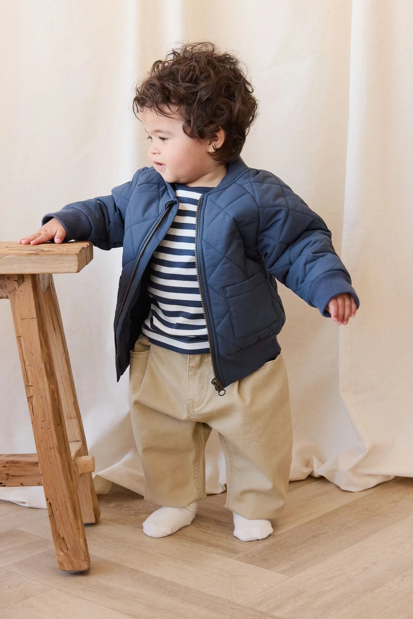 Pima Cotton Vinny Long Sleeve Top | Essential Stripe Charter/Cloud