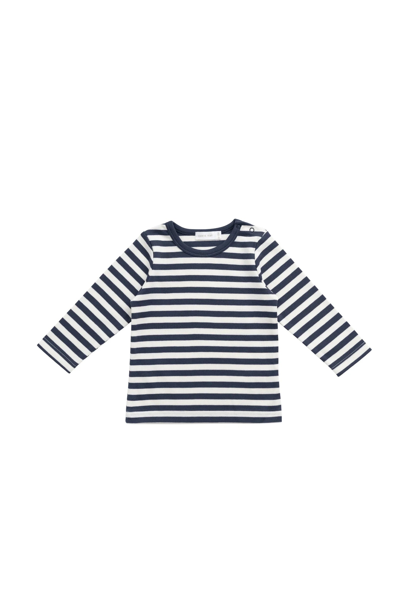 Pima Cotton Vinny Long Sleeve Top | Essential Stripe Charter/Cloud