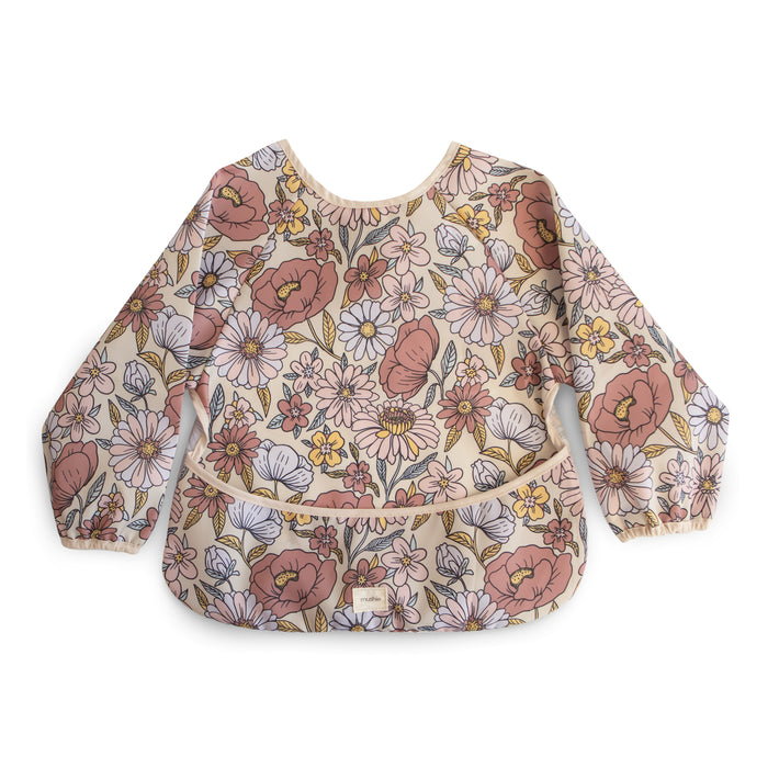 Mushie Long Sleeve Bib | Retro Flowers