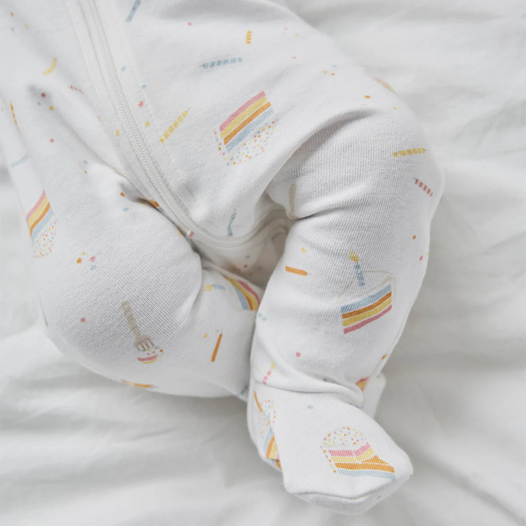 Birthday Cake Print on Off-White Sleeper