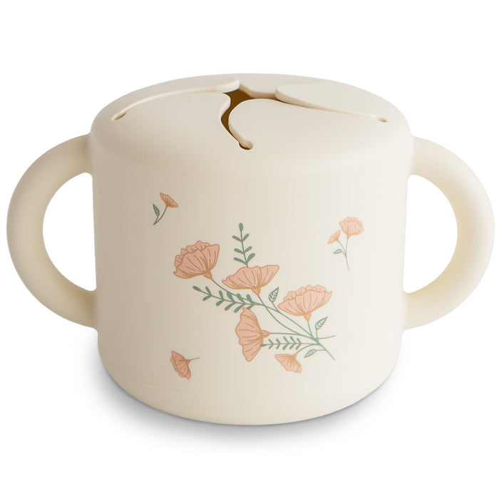 Mushie Silicone Snack Cup | Pink Flowers