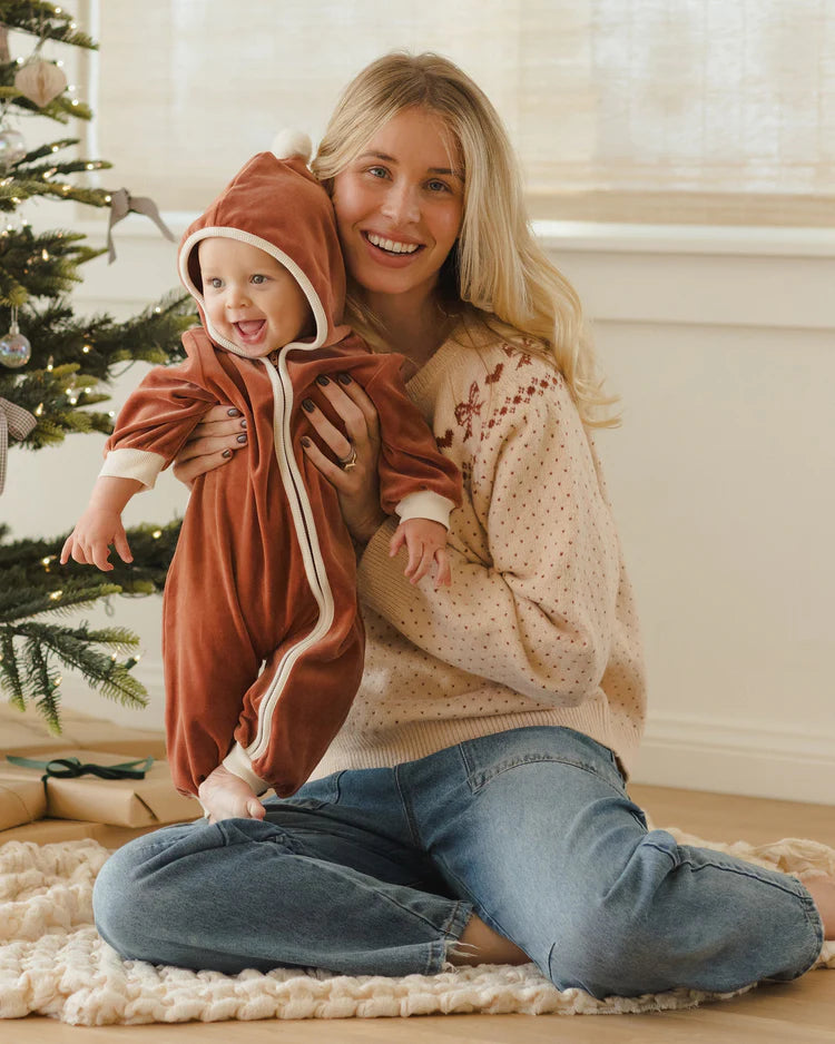 Velour Zip Jumpsuit | Cranberry