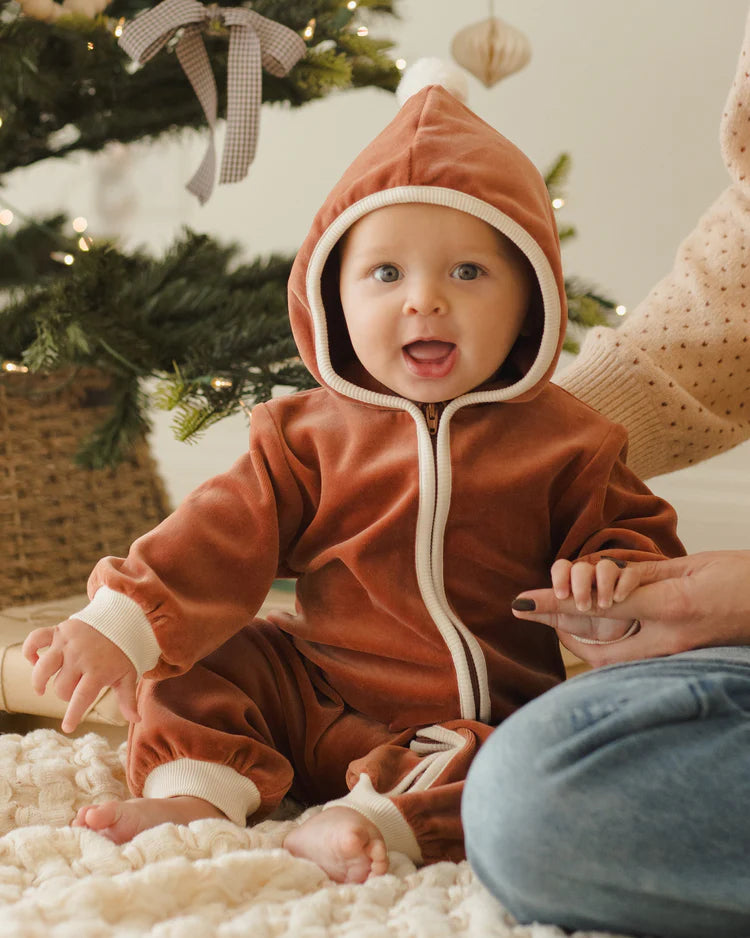 Velour Zip Jumpsuit | Cranberry