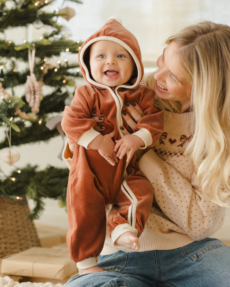 Velour Zip Jumpsuit | Cranberry