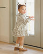 Ruffle Collar Button Dress | Green Floral
