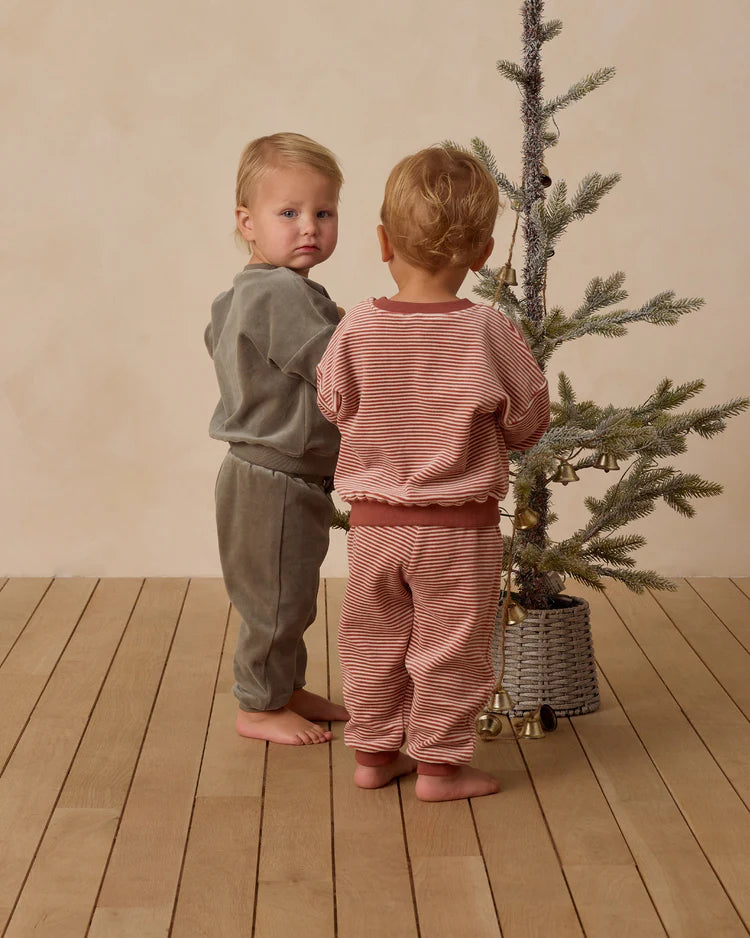 Velour Relaxed Sweatshirt | Candy Stripe