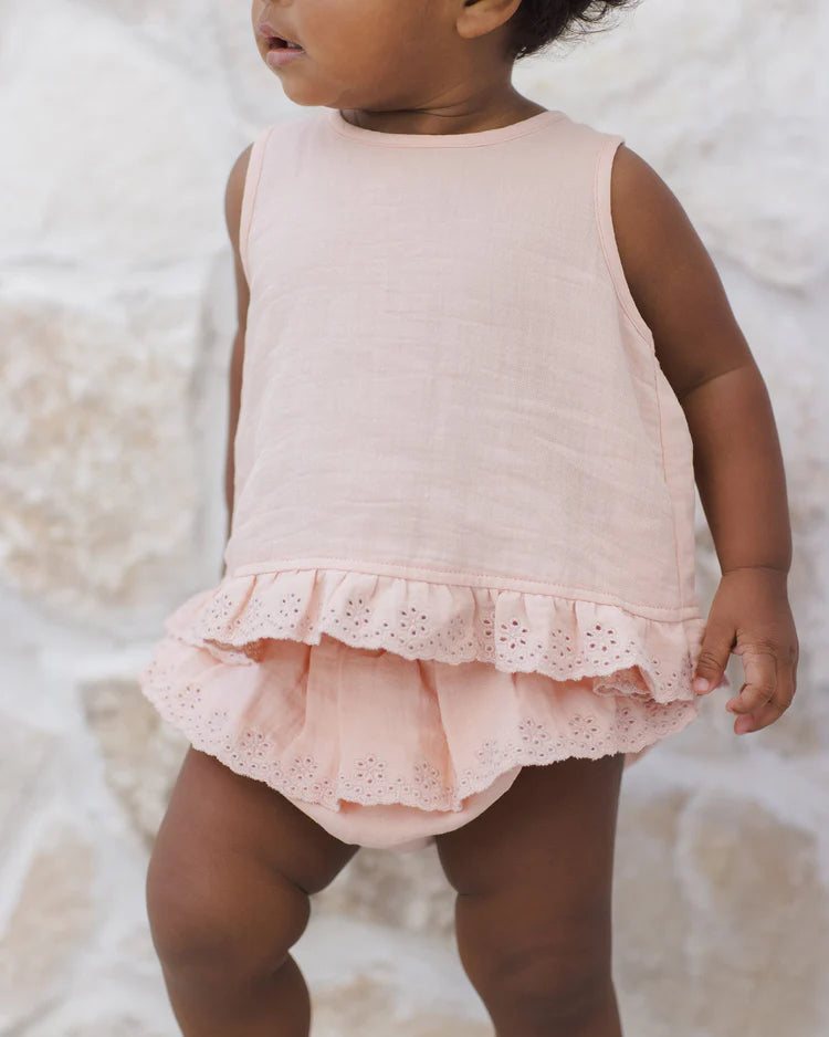 Ruffled Tulip Top + Bloomer Set | Melon