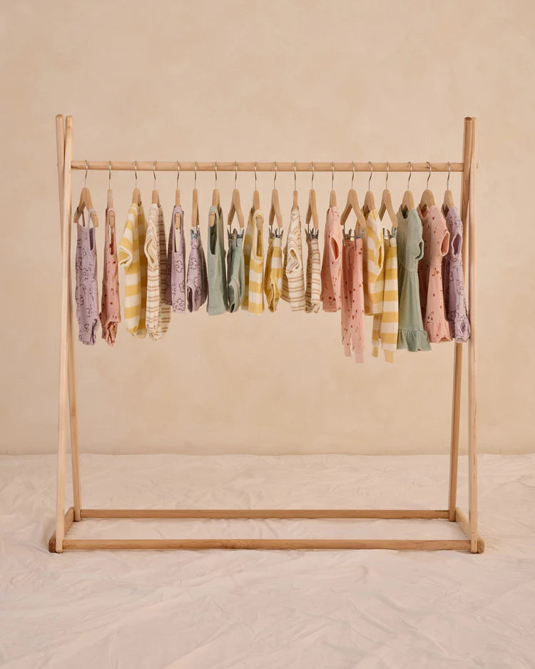 Terry Henley Romper | Yellow Stripe 6-12M