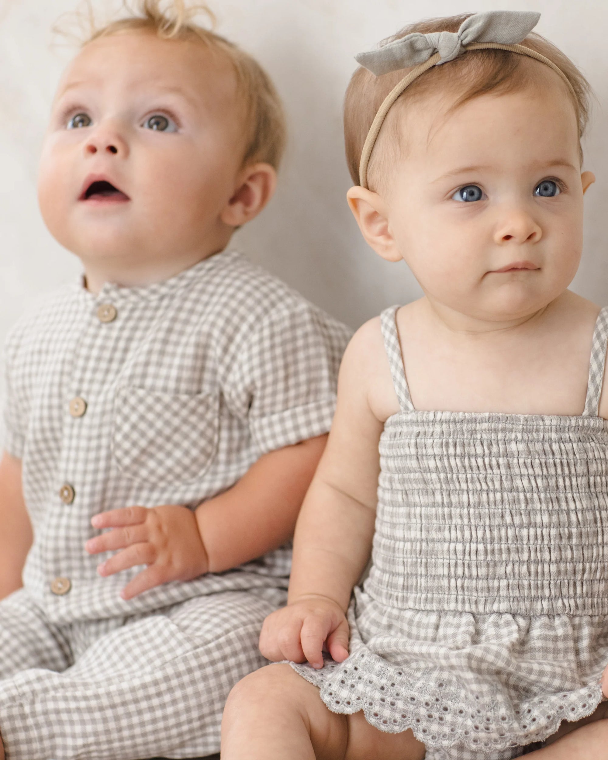 Smocked Skirted Romper || Sage Gingham