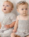 Smocked Skirted Romper || Sage Gingham