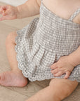 Smocked Skirted Romper || Sage Gingham