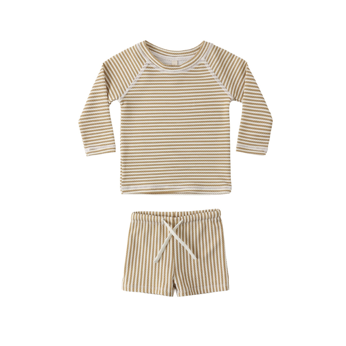 Quincy Mae Finn Rashguard + Short Set | Honey Stripe Small