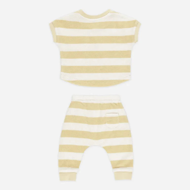 Quincy Mae Terry Tee + Pant Set | Yellow Stripe