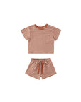 Boxy Pocket Tee + Short Set || Poppy Stripe