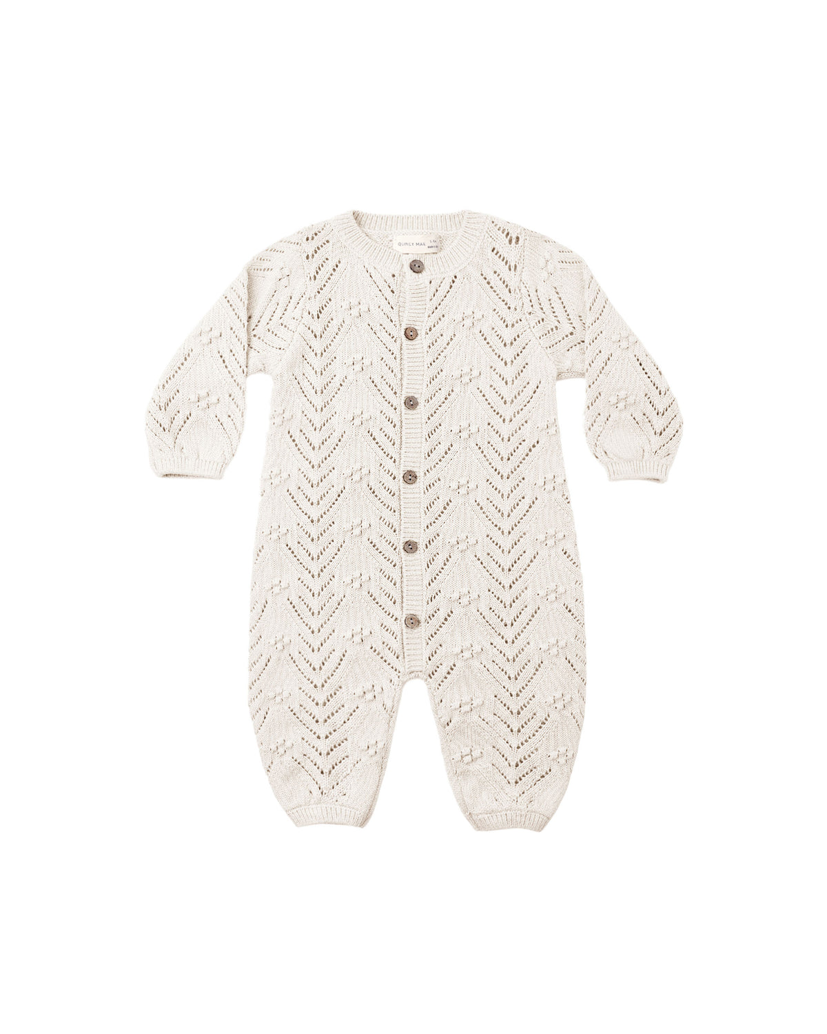 Quincy Mae Long Sleeve Bubble Romper | Heathered Oatmeal