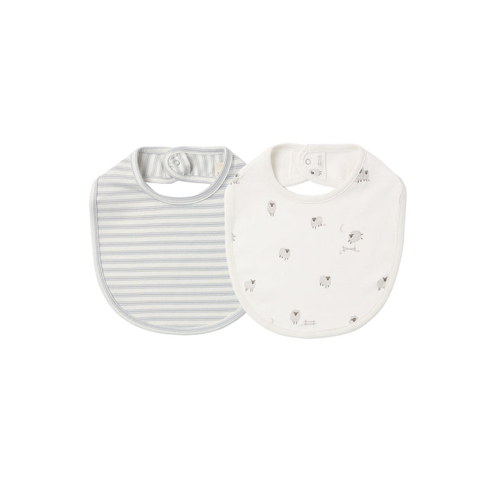 Jersey Snap Bib, 2 Pack | Sheep, Cloud Stripe