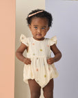 Amelia Romper || Embroidered Daisies
