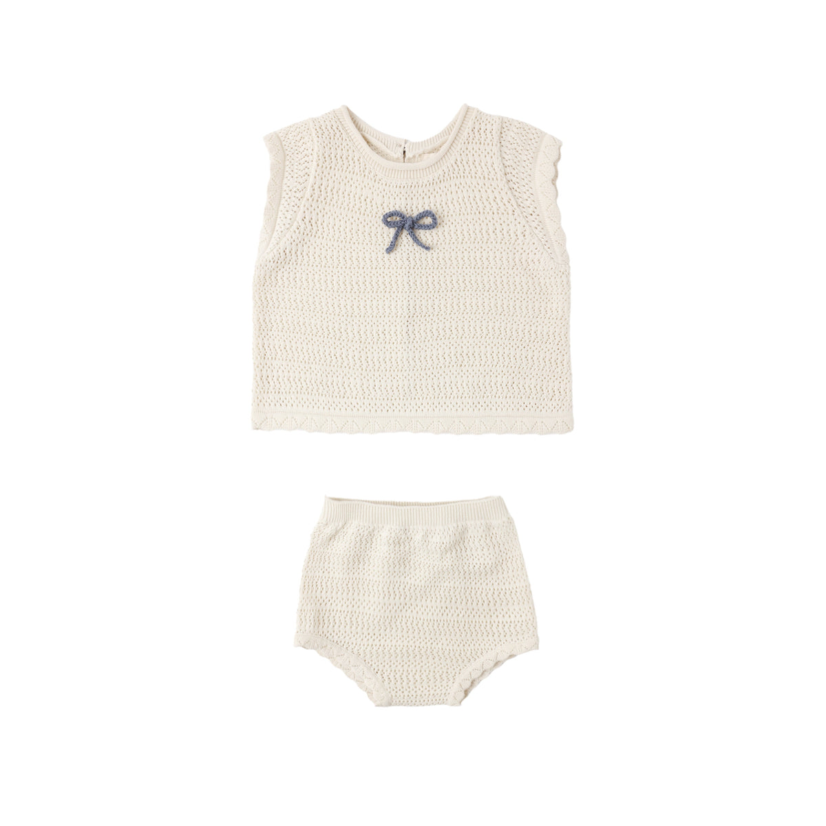 Rylee & Cru Scallop Knit Baby Set | Natural