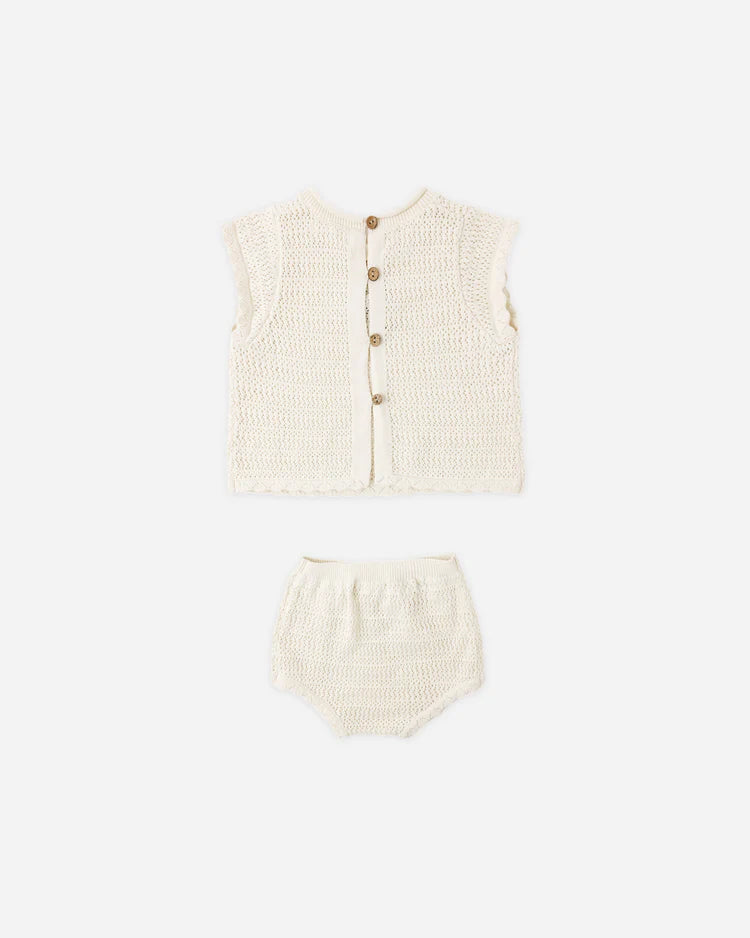 Scallop Knit Baby Set | Natural