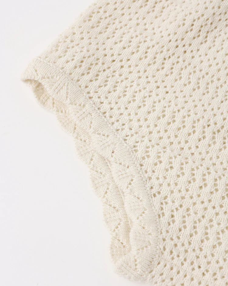 Scallop Knit Baby Set | Natural