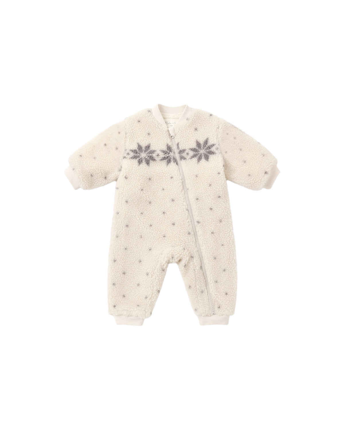 Rylee + Cru Shearling Baby Jumpsuit | Natural Fair Isle