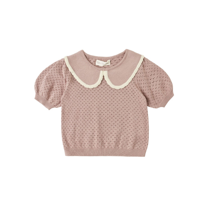 Pointelle Collared Top | Rosewood