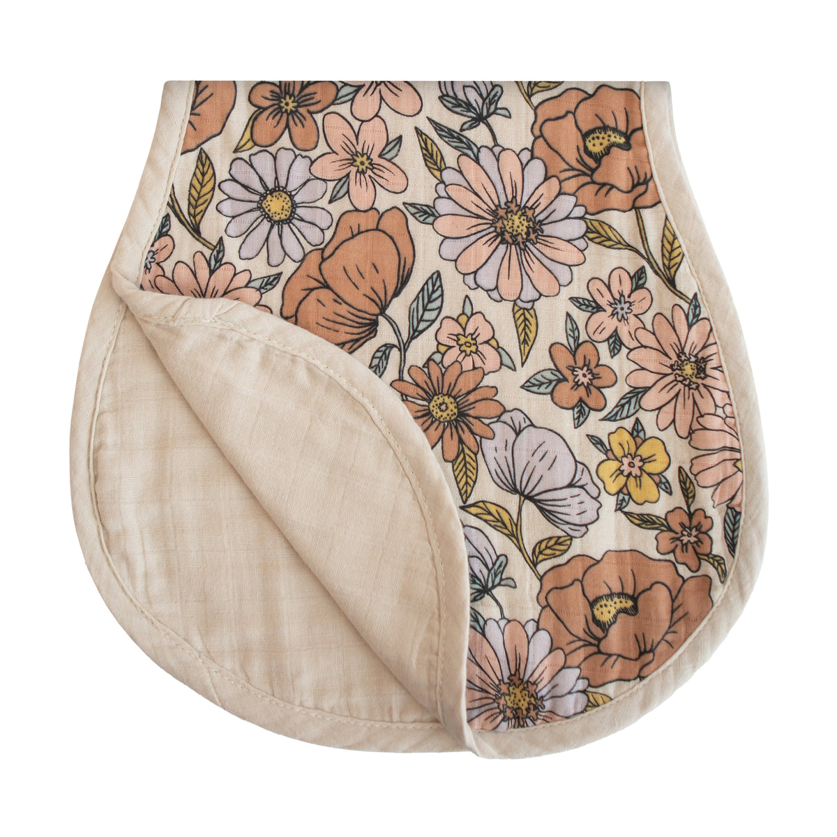 Mushie Muslin Burp Cloth 2-Pack | Retro Flowers/Fog