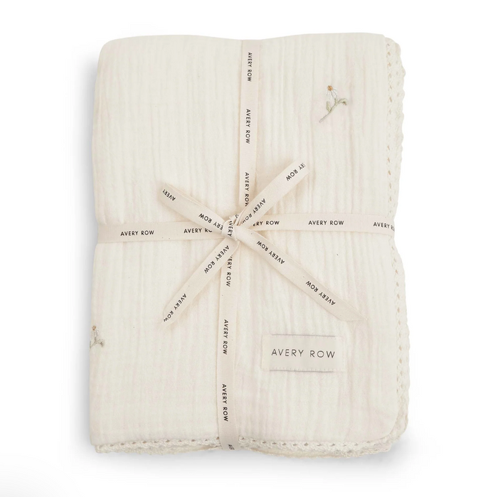 Embroidered Muslin Blanket | Wild Chamomile