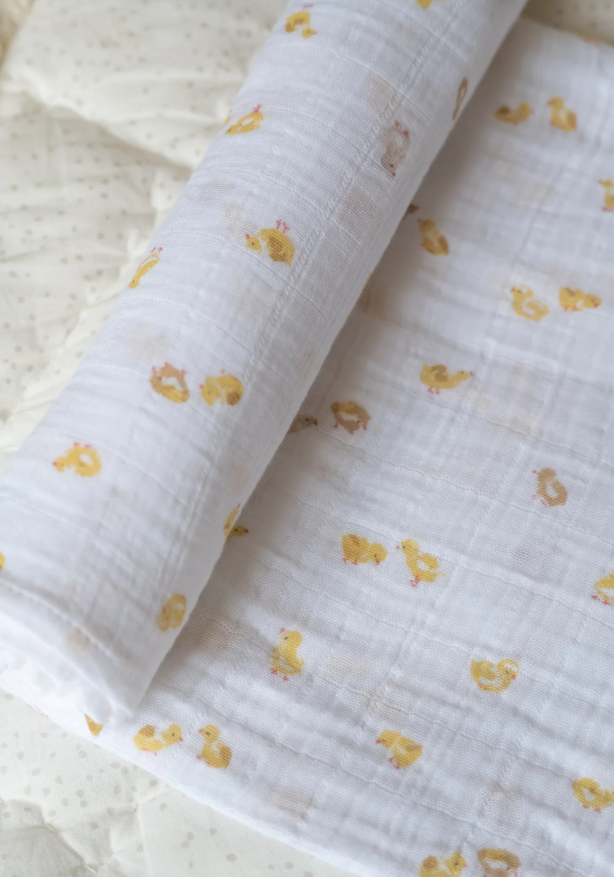 Organic Cotton Muslin Swaddle | Cheerful Chick