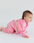 Striped Long Sleeve Romper | Pink & Purple