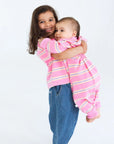 Mini Matching Striped Organic Cotton Tees | Pink & Purple