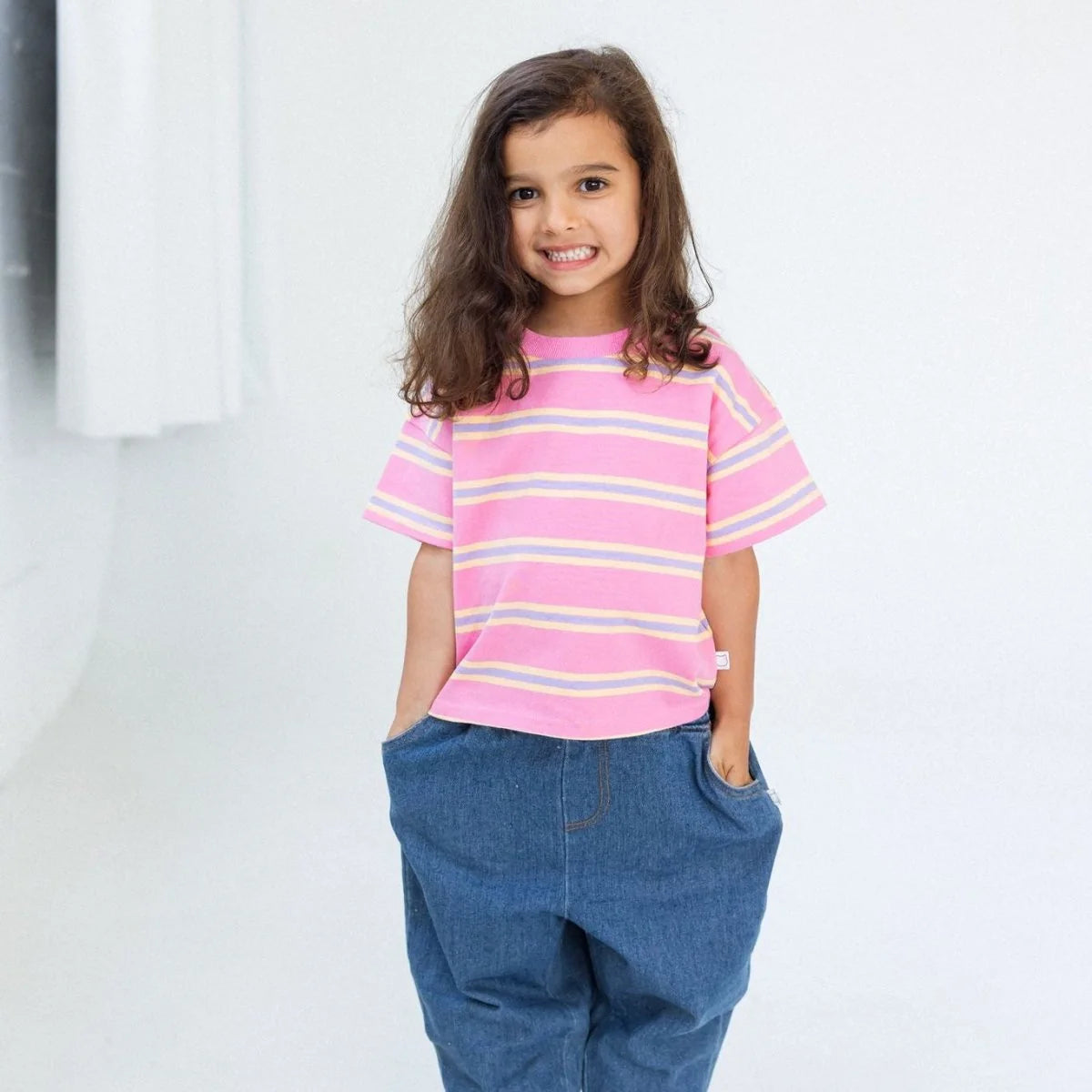 Roobear Mini Matching Striped Tees | Pink & Purple