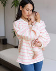 Mom Matching Striped Long Sleeve Crewneck | Ballet Pink & Yellow