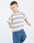 Mini Matching Striped Organic Cotton Tees | Blue & Brown