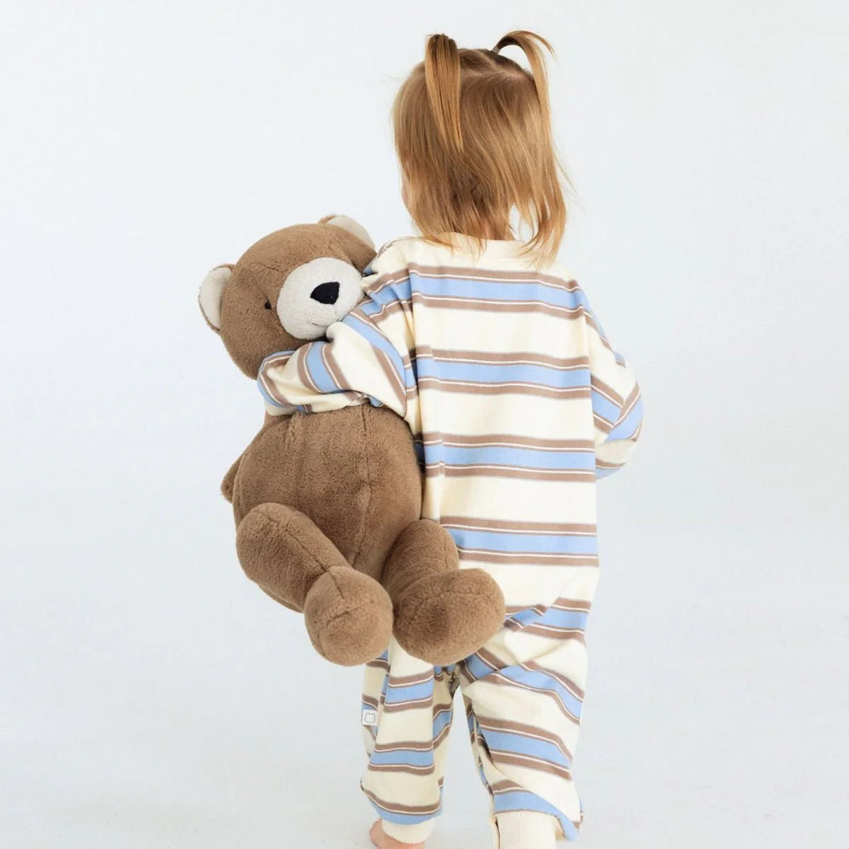 Roobear Striped Long Sleeve Romper | Blue & Brown