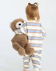 Striped Long Sleeve Romper | Blue & Brown