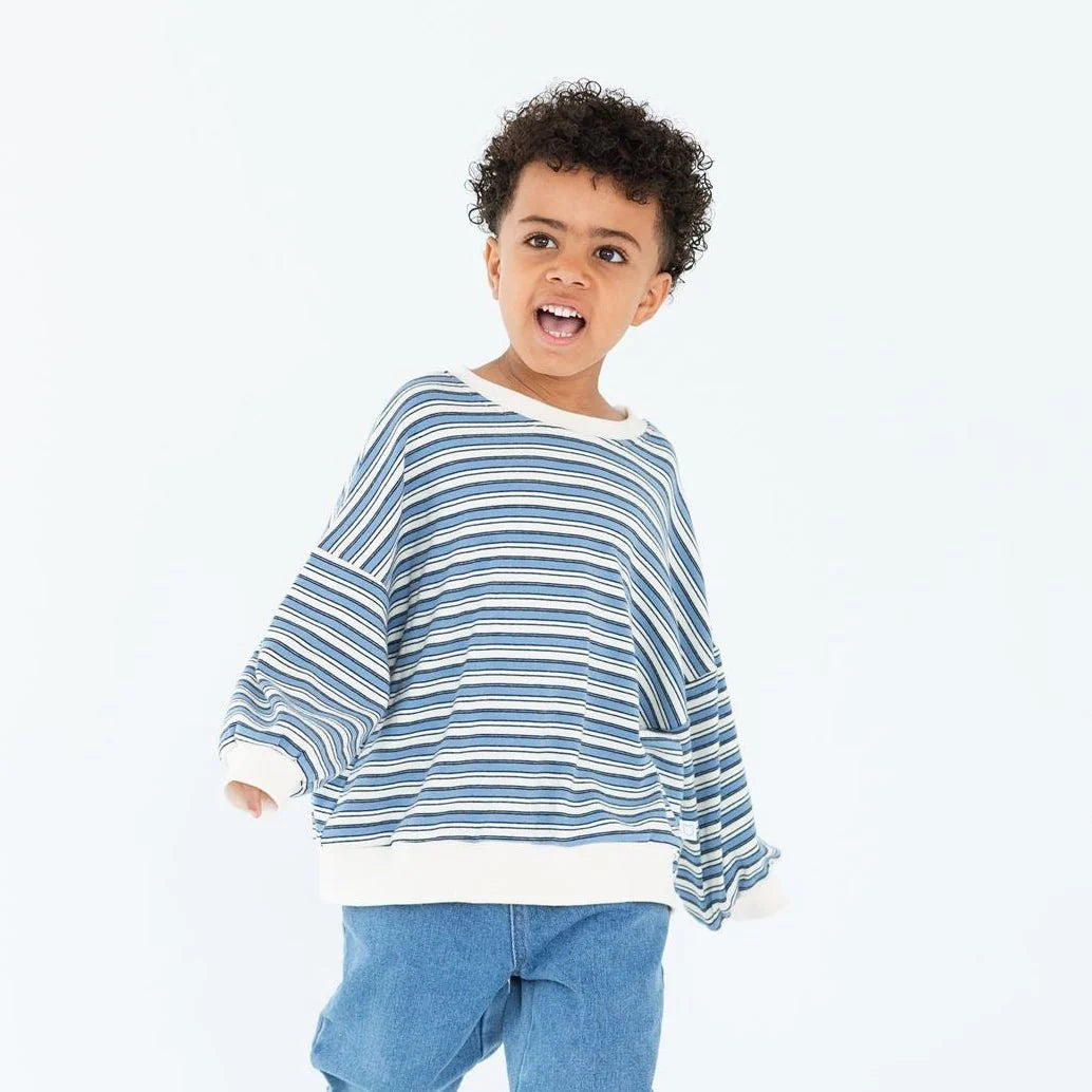 Roobear Striped Crewneck | Blue & Cream