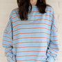 Mom Matching Striped Long Sleeve Crewneck | Blue & Red