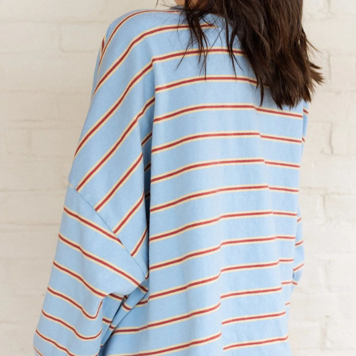 Mom Matching Striped Long Sleeve Crewneck | Blue &amp; Red