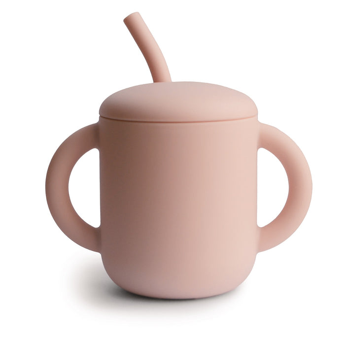 Mushie Silicone Training Cup & Straw | Blush