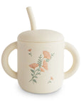 Silicone Training Cup & Straw | Pink Flowers