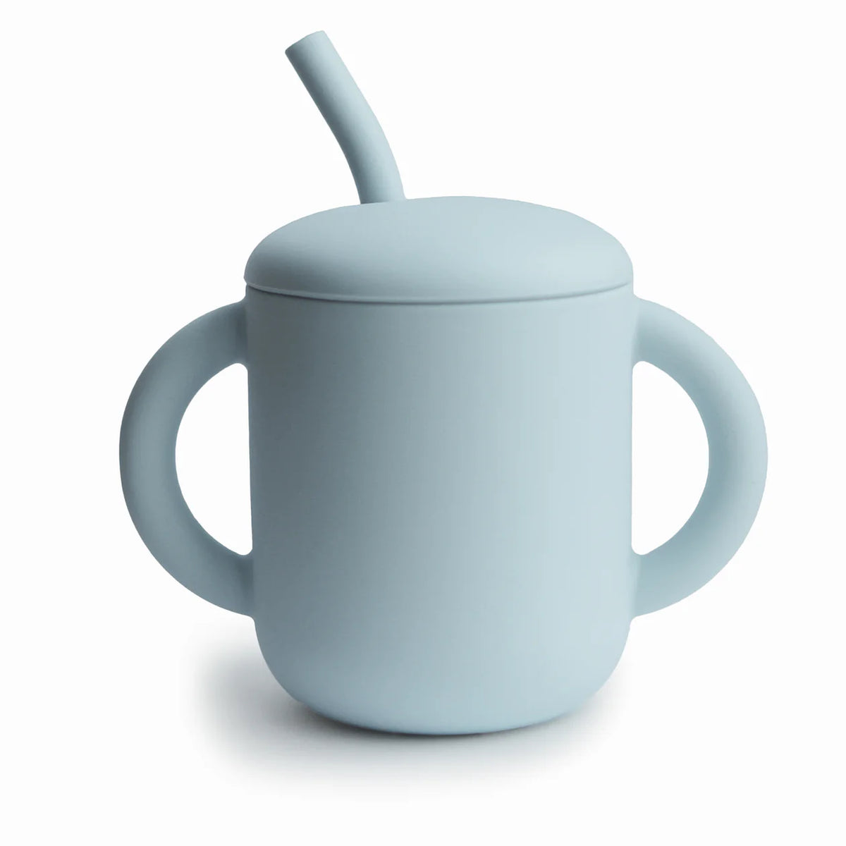 Mushie Silicone Training Cup & Straw | Powder Blue