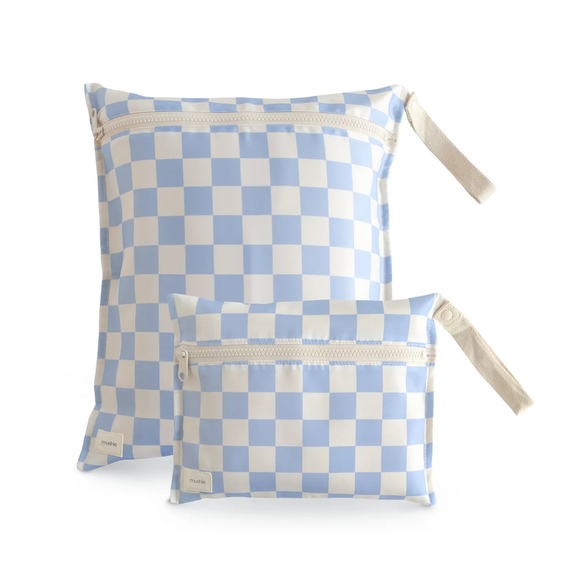 Mushie Water Resistant Wet Bag | Blue Check