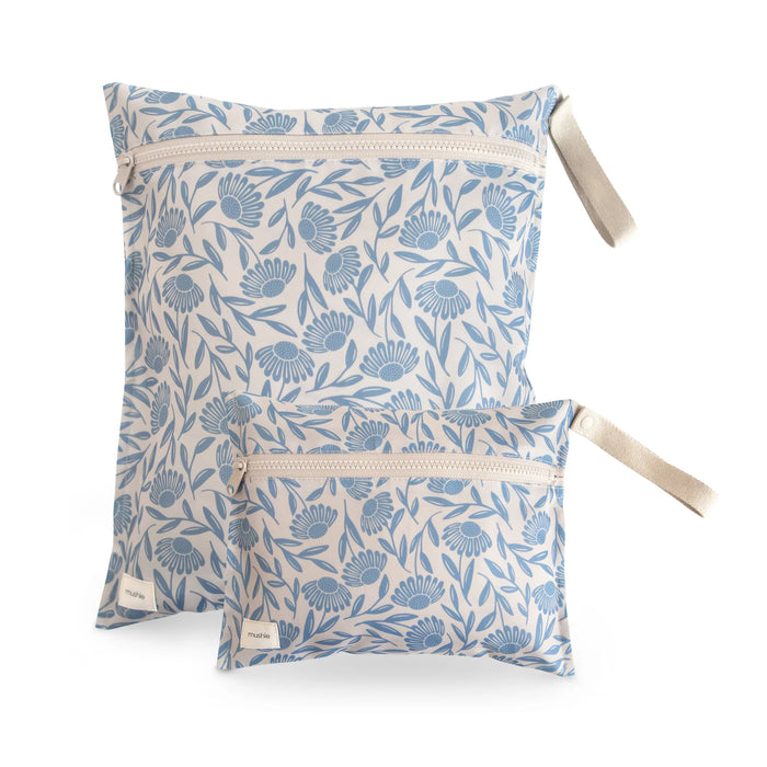 Mushie Water Resistant Wet Bag | Blue Flowers